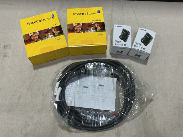 (8) Cameras, (1) Wiring Harness, (4) Language Learning Courses & Assorted Items