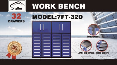 2026 Suihe NWB-H32DB-7 7 ft 32-Drawer Caja de herramientas (Unused)