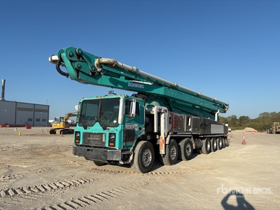 2007 Schwing S58 58 m on 2007 Mack Terrapro 14x6 Tri-Steer Betonpomp vrachtwagen