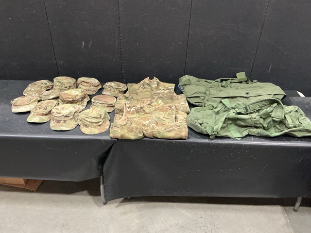(55) Patrol Caps, (6) Vests, (10) Duffel Bags & Assorted Items