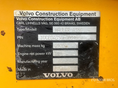 2014 Volvo A35G Articulated Dump Truck