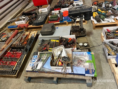 Quantity of Sun Force Battery Charger Kit, Digital Tester, Electrical Panel, Jobmate Drill Press