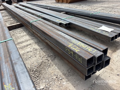 Quantity of (9) Kit Containers 2 1/2 in x 2 1/2 in x 23 ft Square Tubing (Unused)