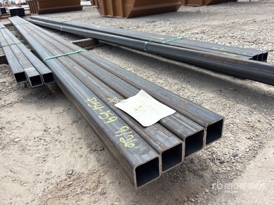 Quantity of (4) Kit Containers 2 1/2 in x 2 1/2 in x 24 ft Square Tubing (Unused)