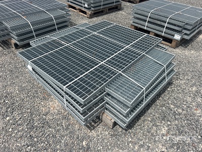 Quantity of (8) 58 in x 39 in x 1 ½ in Hot Dipped Galvanized Grates ادوات صناعية متنوعة (Unused)