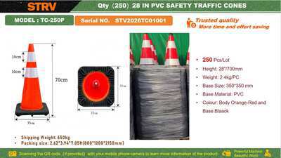 Quantity of (250) 2026 STARVOX TC-250P Lote de Conos de Trafico (Sin Usar) / Highway Cones (Unused)