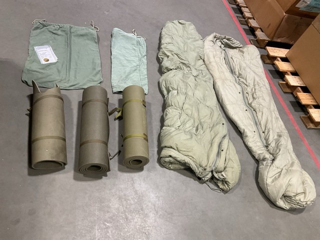 (23) Sleeping Bags, (24) Barracks Bags, (10) Sleeping Mats & Assorted Items (23) Sleeping Bags, (24) Barracks Bags, (10) Sleeping Mats & Assorted Items