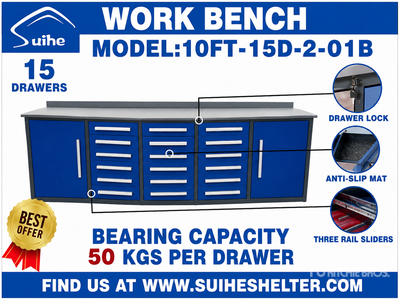 2026 Suihe NWB-15DB-2 -10 10 ft 15-Drawer Workbench (Unused)