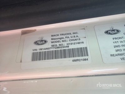 2016 Mack CHU613 6x4 Cabeza Tractora Cabina Corta