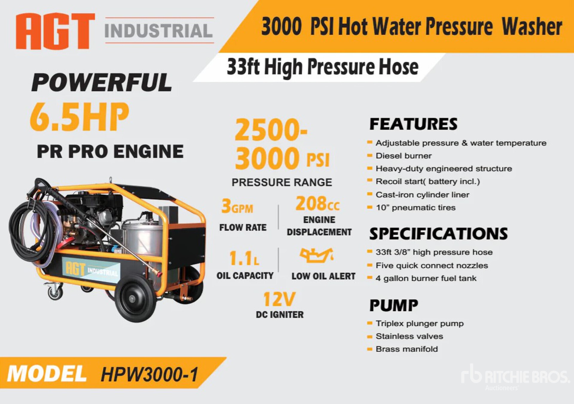 2026 AGT HPW3000-1 Pressure Washer (Unused)