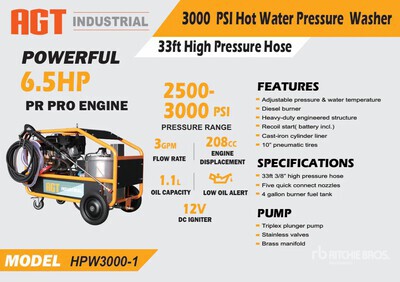 2026 AGT HPW3000-1 Lavadora de presión (Unused)