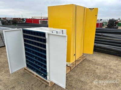 Quantity of (3) Flammable Liquid Cabinet and Hydraulic Fittings Cabinets ادوات صناعية متنوعة