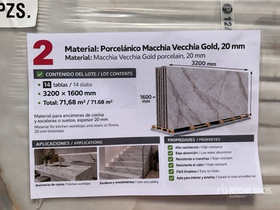 Quantity of Porcelanic Slabs (Unused)