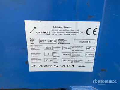 2022 Ruthmann SA26 Hybrid Tracked. Articulating Boom Lift
