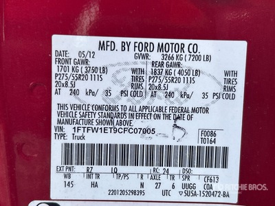 2012 Ford F-150 4x4 Crew Cab Ophalen