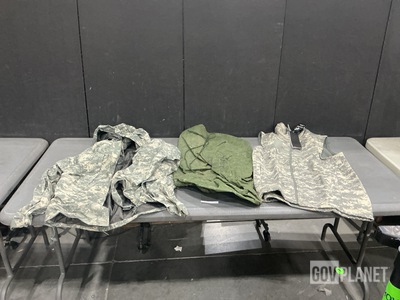 (113) Clothing Bags, (5) Vests, (4) Jackets & Assorted Items