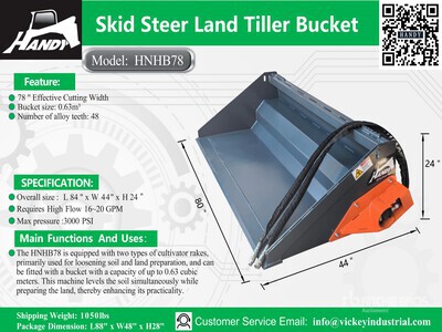 2026 Handy HNHB78 78 in Power Rake Skid Steer Bucket (Unused)