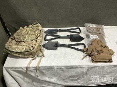 (1) Medium Rucksack, (28) Entrenching Tools & Assorted Items
