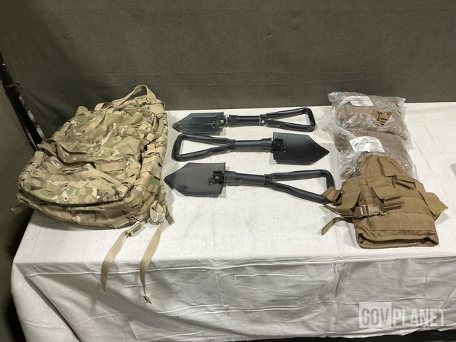 (1) Medium Rucksack, (28) Entrenching Tools & Assorted Items