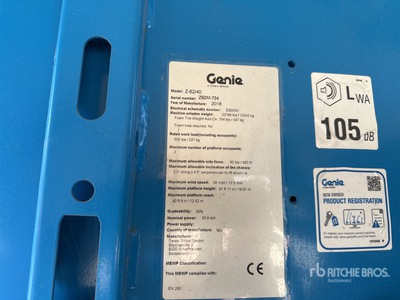 2018 Genie Z62-40 Nacelle Articulee Articulating Boom Lift