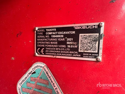 2021 Takeuchi TB257FR Mini-Pelle Mini Excavator