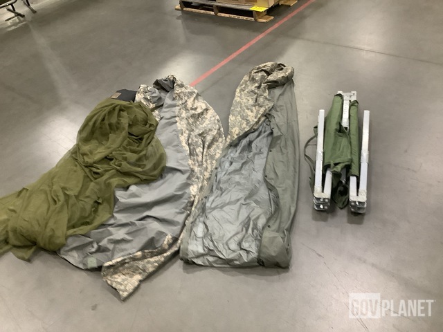 (23) Bivy Covers, (27) Insect Net Protectors, (11) Folding Cots & Assorted Items