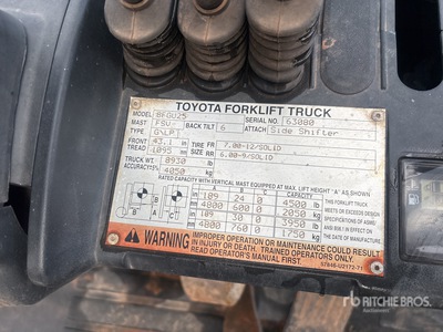 2014 Toyota 8FGU25 4500 lb Chariot Élévateur