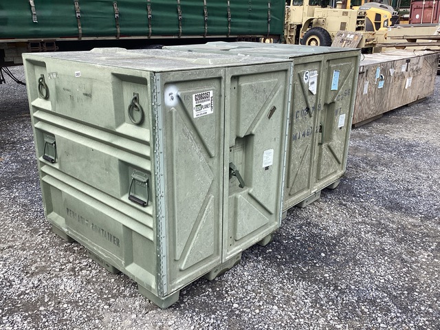 (2) Plastics Research Palcon Pallet Containers (2) Plastics Research Palcon Pallet Containers