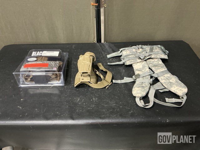 (46) Pistol Holsters, (10) Enhanced Frame Shoulder Straps & Assorted Items