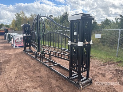 19 ft 1 in x 6 ft 8 in Wrought Iron Bi-Parting Einfahrtstor (Unused)