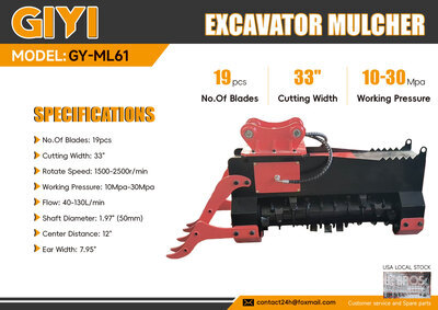 2026 GIYI GY-ML61 33 in Excavator Mulcher (Unused)