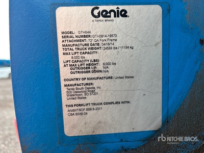 2014 Genie GTH-844 Telehandler