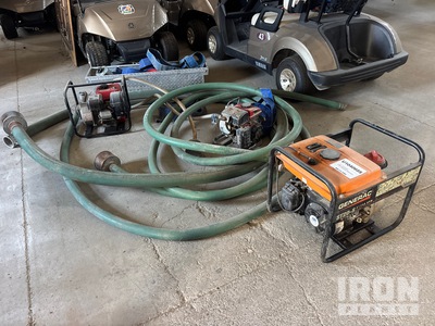 Quantity of (3) Misc gas powered water pumps and associated hoses.