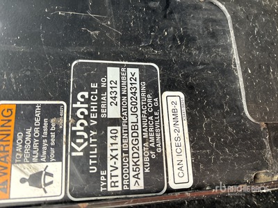 2018 Kubota RTV1140CPX-H Utility Vehicle