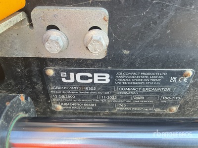 2023 JCB 16C-1 Mini pelle hydraulique