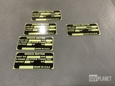 (31) Winch Motor Data Plates