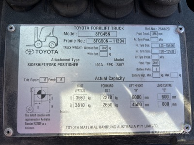 2019 Toyota 8FG45N Forklift