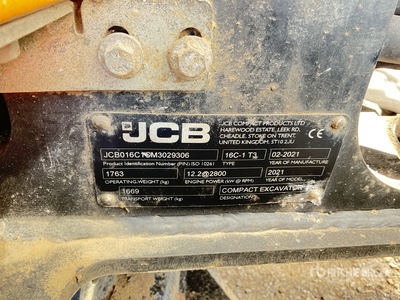 2021 JCB 16C-1 T3 Mini Excavator