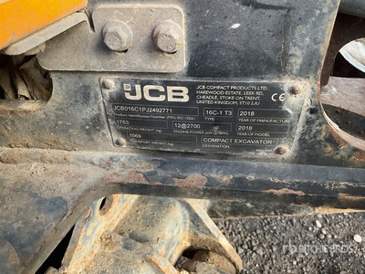 2018 JCB 16C-1 T3 Mini Excavator