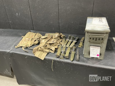 (1) Survival Vest , (95) Assault Panels, (16) Bayonet-Knives & Assorted Items