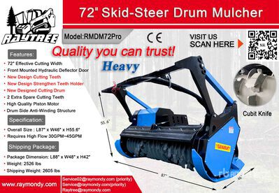 2026 Raytree RMDM72Pro 72 in Drum Trincia per mini pala (Unused)