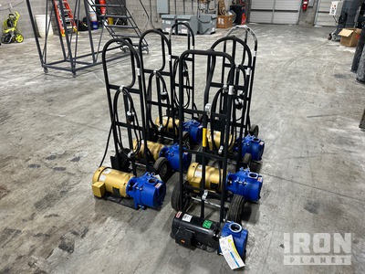 Quantity of (6) AMT Electric Self-Priming Cast Iron Sewage and Trash pumps on dollies (Unused)