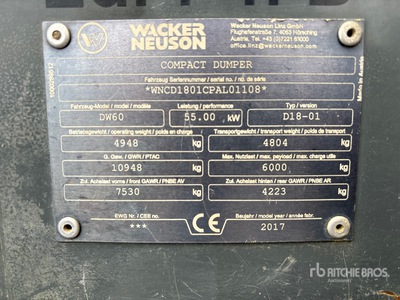 2017 Wacker Neuson DW60 Wozidło