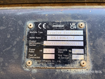 2022 Doosan DX140LC-7 Rupsgraafmachine