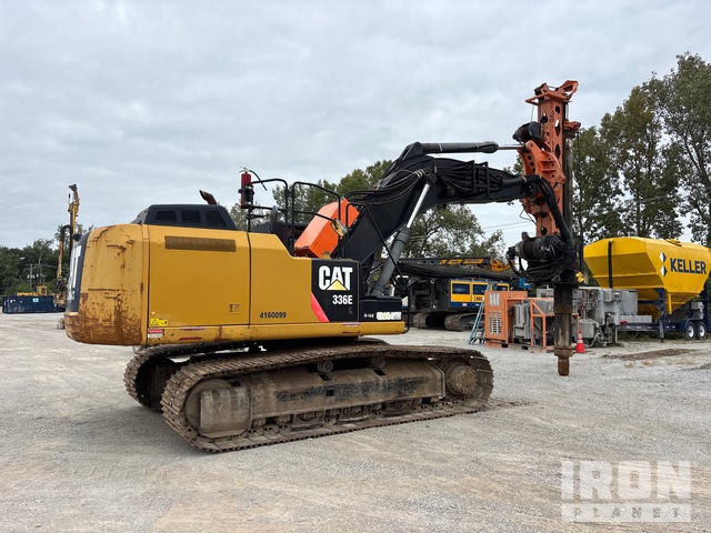 CAT 336E 320 2台セット Watson EDT-7 Foundation Drill on 2012 Cat 336E L Excavator in