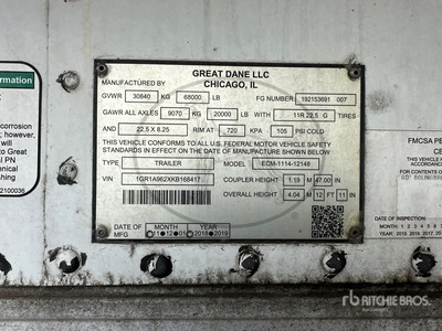 2019 Great Dane ECM-1114-12148 48 ft x 102 in T/A Multi -Temp Refrigerated Trailer