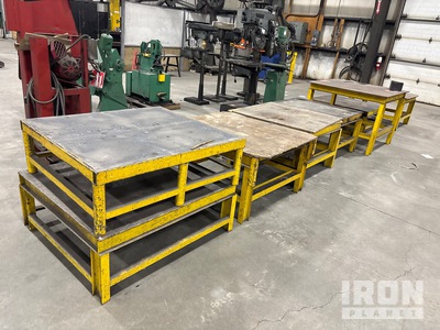 Quantity of (8) Tables Metal Frame Tables Shop Tables