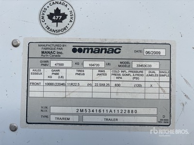 2010 Manac 53 ft x 102 in Quad/A Open-Top Chip Trailer