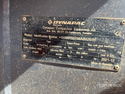 2021 Dynapac CA6000PD Padfoot Drum Compactor