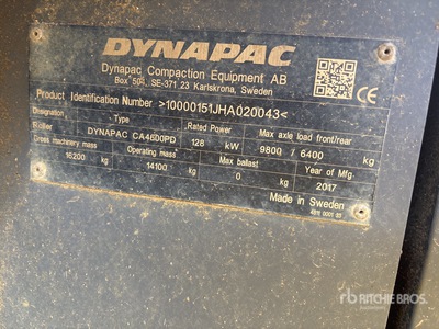2017 Dynapac CA4600PD Padfoot Drum Compactor